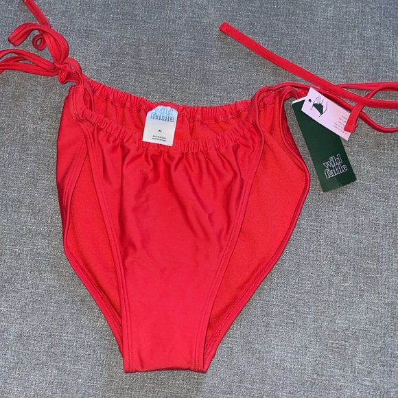 Wild Fable Side-Tie Scoop Front High Leg Adjustable Red Bikini Bottom - Picture 5 of 8